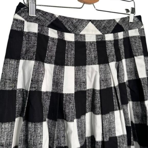 Talbots Black and White Buffalo Check Plaid Pleated Cotton Skirt Size 2 Petite - Picture 2 of 8